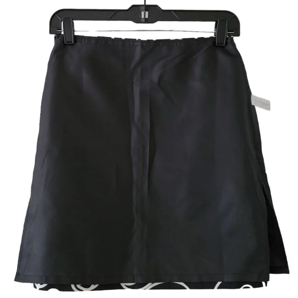 Ann Taylor Scrolling Swirls Short A-line Skirt | NWT | 0P | Black White - Picture 6 of 15